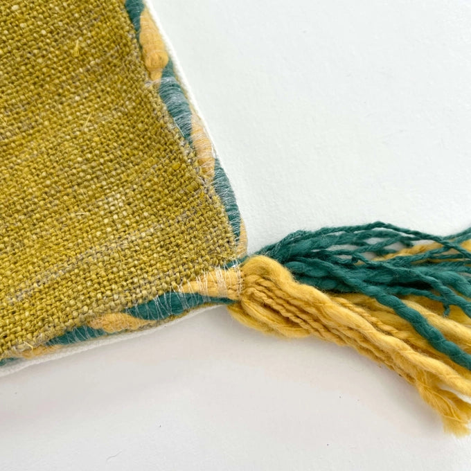 18x18 Mustard Yellow Linen Pillow Cover with Contrast Edge