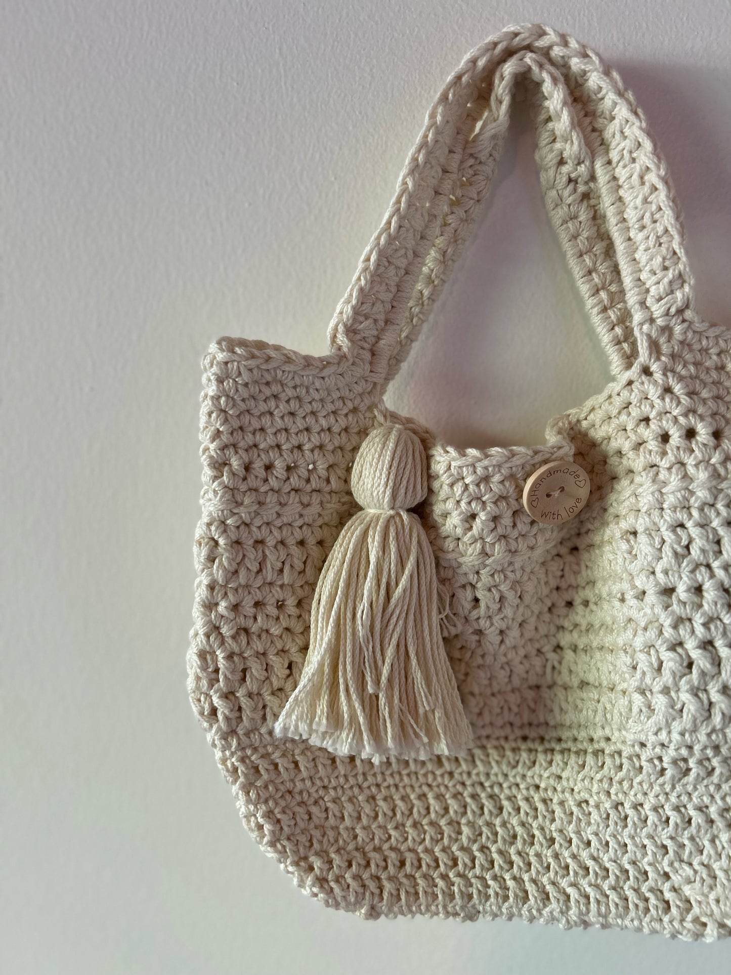 Crochet Bag - Small. Cream color